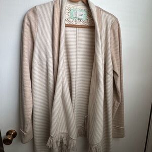 Elegant Beige Cardigan with Fringe